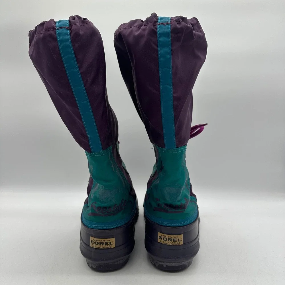 Sorel Womens Size 9 Vintage 90s Purple Teal Green Freestyle Winter Snow Boots‎